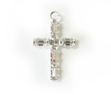 41205 17mm Crystal Silver Plated 1 Ring Cross P/Q 2