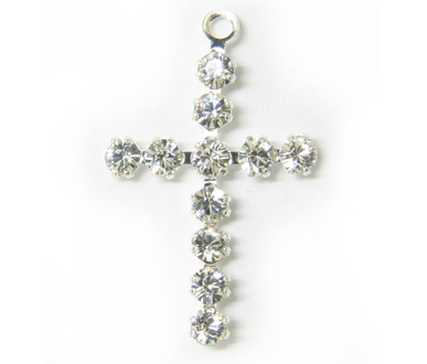47211 20mm Crystal Silver Plated 1 Ring Cross P/Q 4
