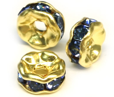 JFROG 6mm Gold Plated Montana Blue Rondelle PQ 10