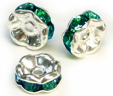 JFROS 8mm Silver Plated Emerald Rondelle PQ 10