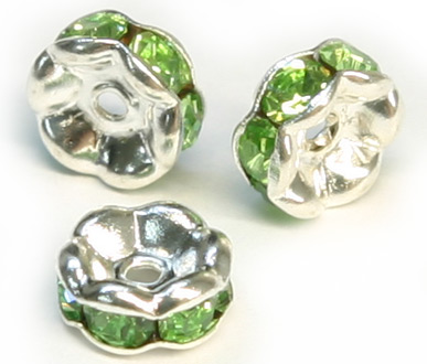 JFROS 6mm Silver Plated Peridot Rondelle PQ 10